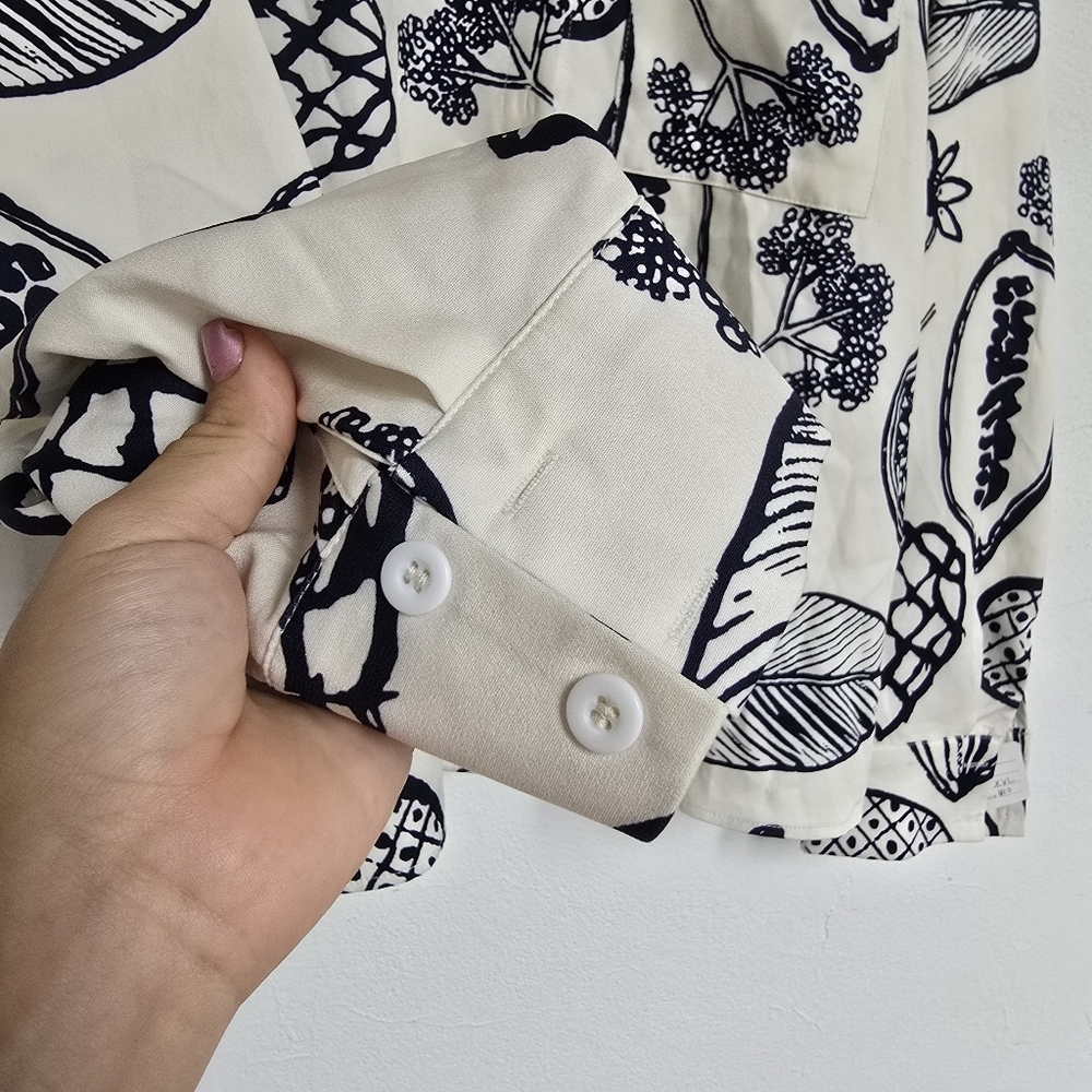 Navy White Multi Tropical Fruit Floral Shirt Plus Size XXL - Picture 6 of 14